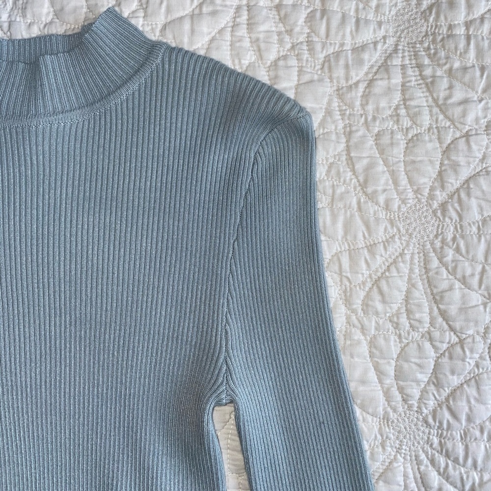 F21 Baby Blue Longsleeve Ribbed Turtle Neck
